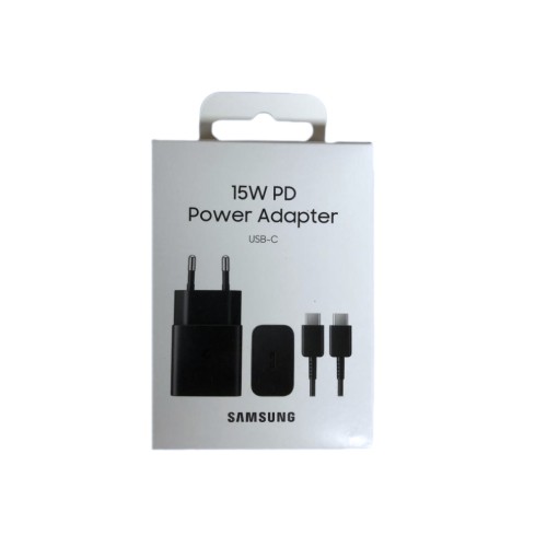 Samsung Fast Charger USB-C 15W with Cable 1m Black Original Retail Box
