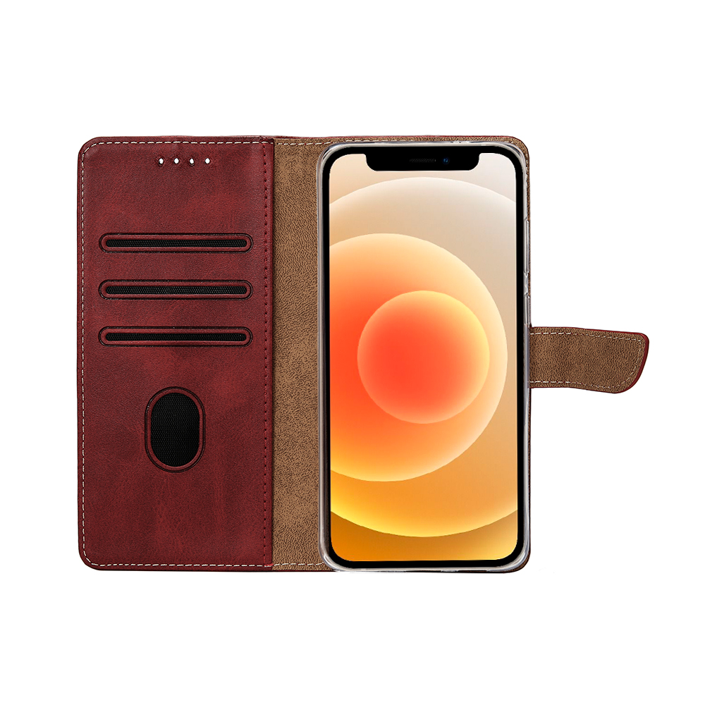 Rixus Bookcase For iPhone 11 Dark Red