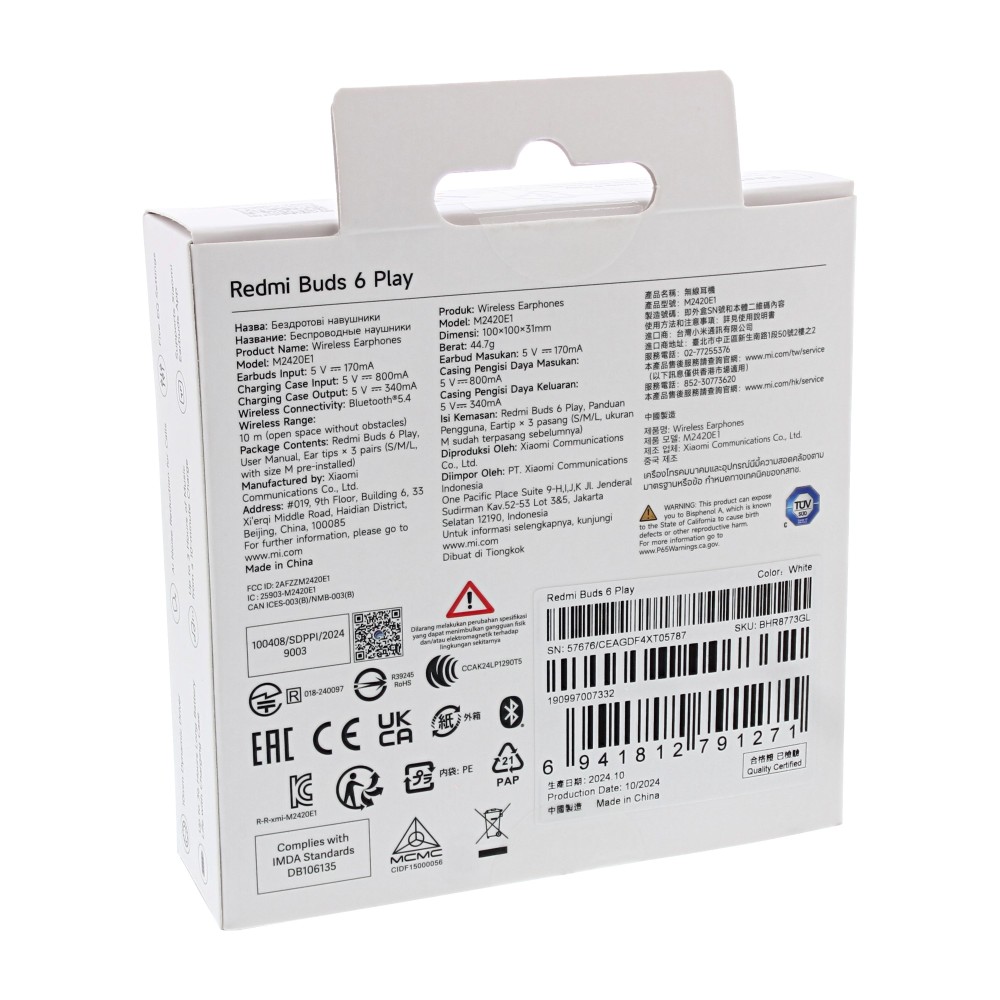 Xiaomi Redmi Buds 6 Play White BHR8773GL