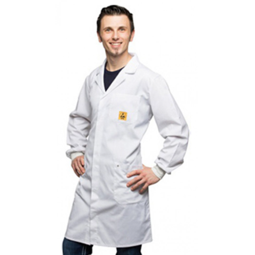 ESD work coat white, 3/4 length long sleeve, XS