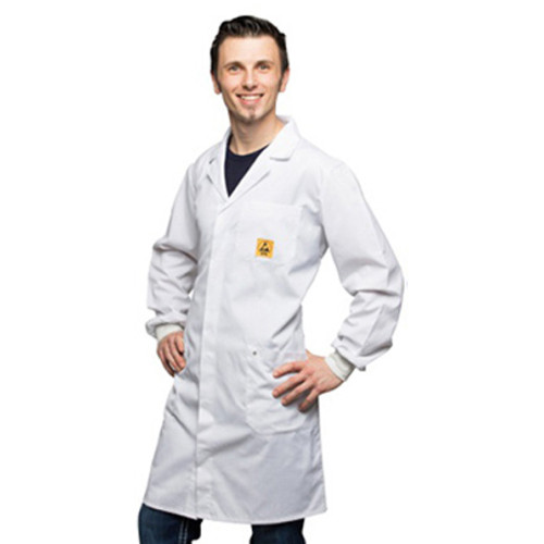 ESD work coat white, 3/4 length long sleeve, L (WBR-62420)