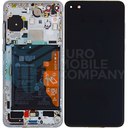Huawei P40 (ANA-NX9) OEM Service Part Screen Incl. Battery (02353MFW) - Ice White